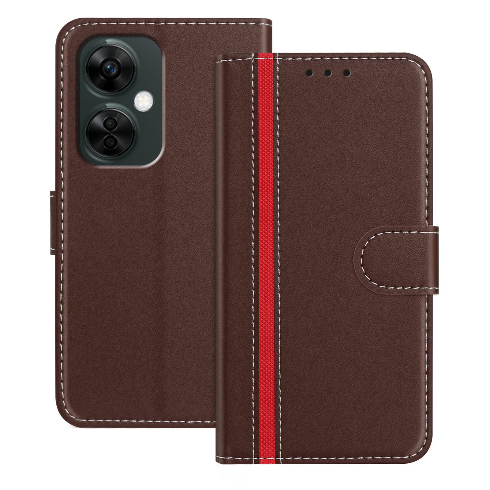 

For OnePlus Nord CE 3 Lite 5G Phone Cases Wallet Stand Color Splicing Leather Cover with Magnetic Clasp Brown
