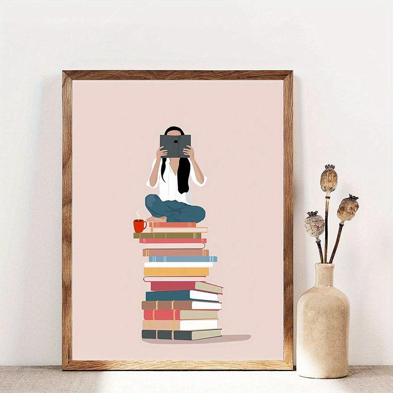 

1 шт. Винтажный постер на холсте с изображением библиотеки, книжного магазина, стопок книг, подарки для книголюбов, декор для гостиной, кухни, ванной комнаты 20x30cm