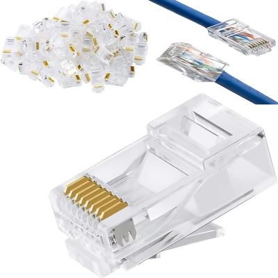Cat6 RJ45 Ends,Cat6 Connector, Cat6 / Cat5e RJ45 Connector, Ethernet Cable Crimp Connectors UTP Network Plug for Solid Wire and