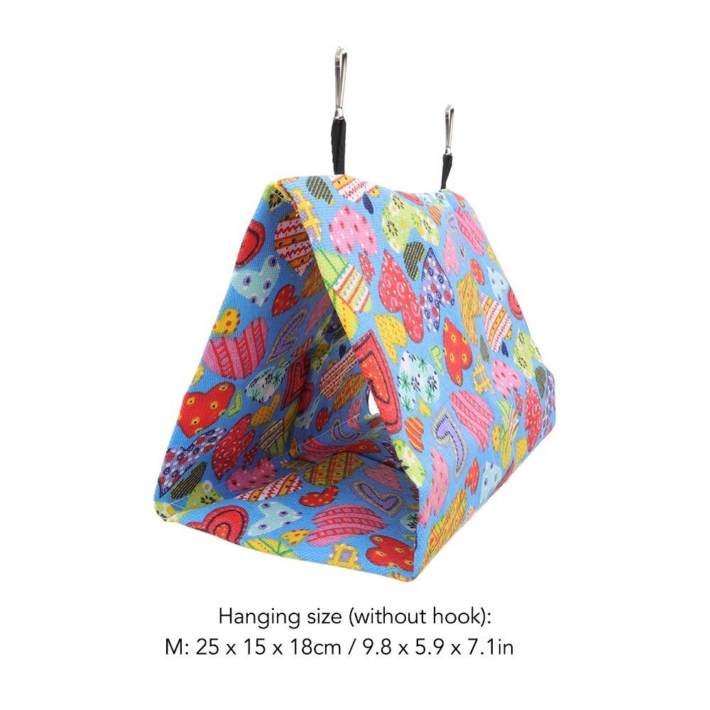Colorful Canvas Parrot Nest Hammock Triangular Shape Parakeet Snuggle Hut  For Lovebird