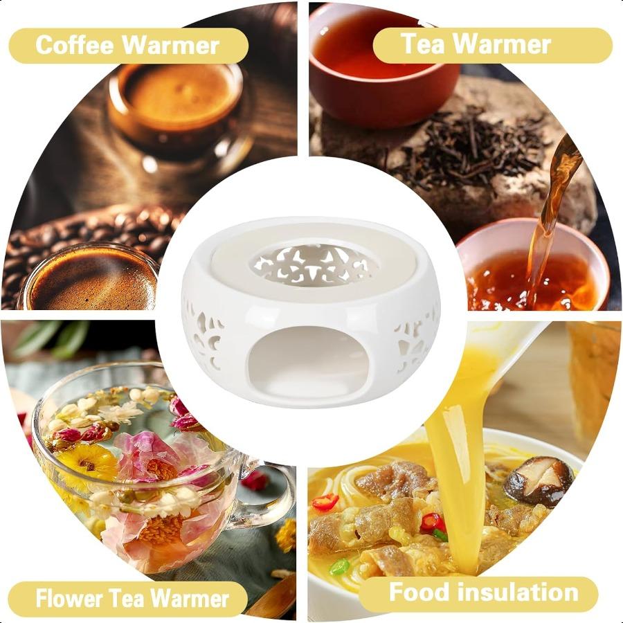 Teekannenwärmer Weiß Keramik Kerze Teewärmer Teekannenwärmer Basis für Tee Kaffee Milch Speisen Warmhalten Teezeremonie Zubehör