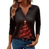 Women's Casual Fashionable Sexy Comfortable V-Neck Christmas Three-Quarter Sleeve Top