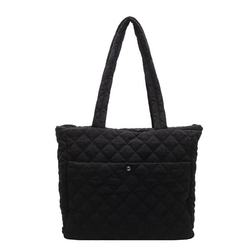 Large Diamond Lattice Cotton Padded Women's Tote – Autumn/Winter Casual Fashion Handbag