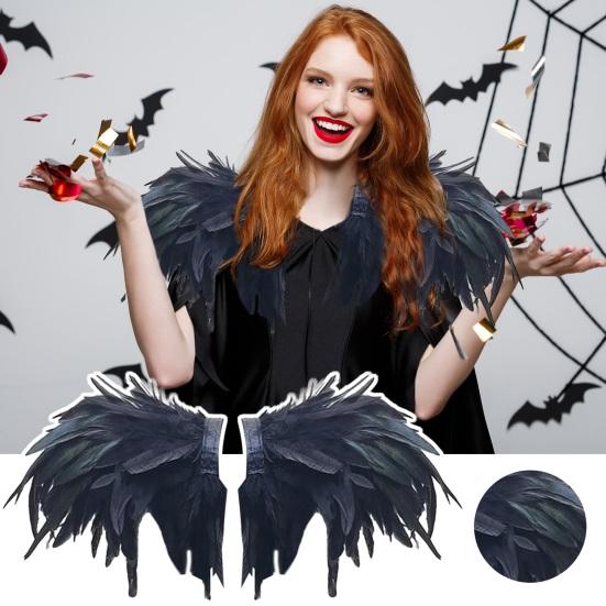 1 Paar Kunstveer Sjaal Schouderomslag Cape Zachte Verstelbare Band Gotisch Cosplay Feest Podiumoptreden Nepkraag Danser Kostuum Halloween