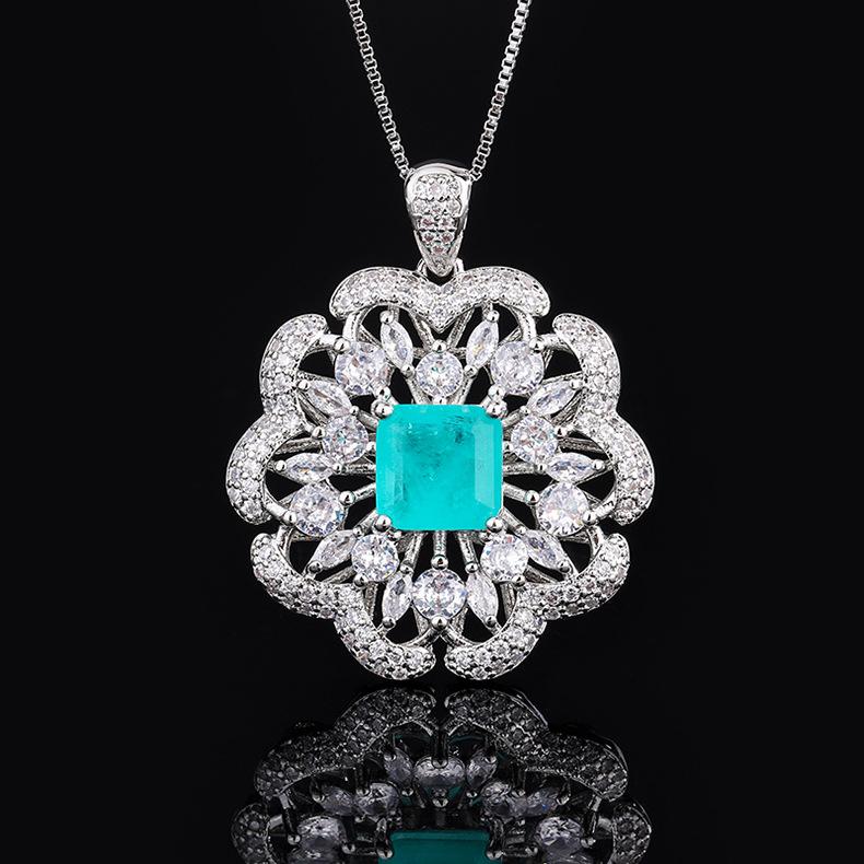 

Имитация голубиной крови, красное корундовое ожерелье, инкрустированное цветком, циркон, красный циркон, кулон, женское модное универсальное ожерелье