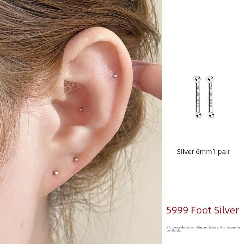 

Серьги-пусеты из стерлингового серебра 999 пробы, мини, не требующие сна, с иглой против блокировки, женский пирсинг уха, гипоаллергенные, серьги-пусеты, серьги-гвоздики для козелка уха S999 silver ear stick 1 pair -6mm