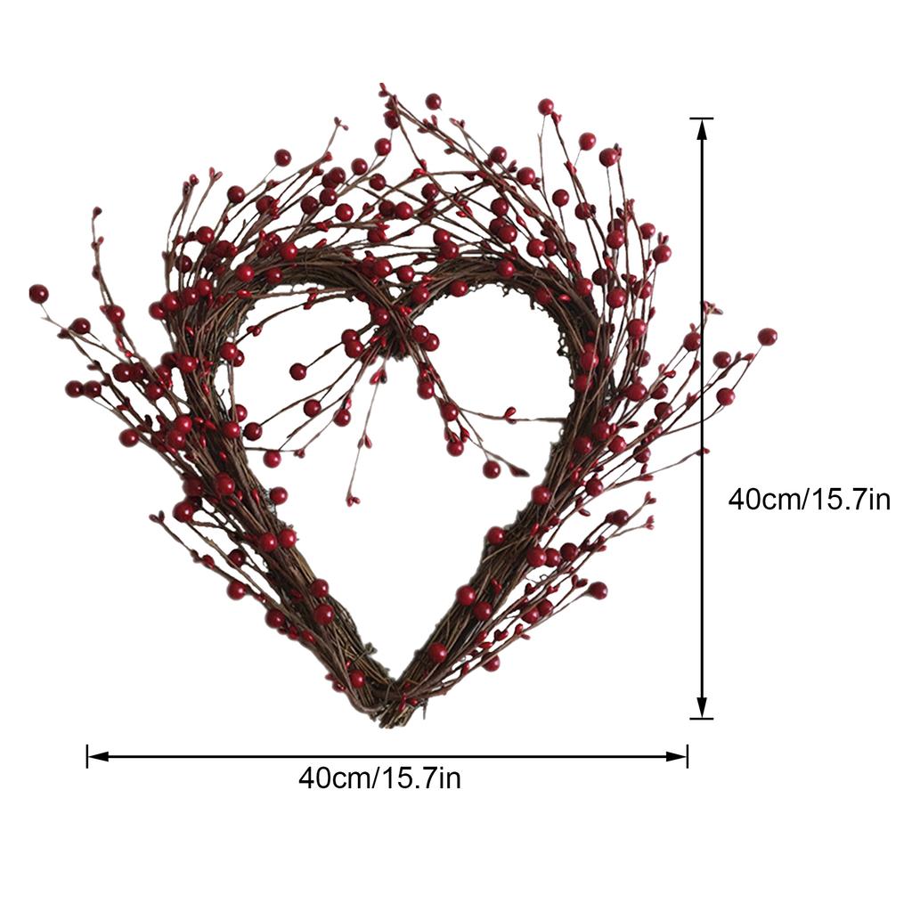Heart Shaped Wreath Adorable Large Simulated Handmade Vine Foam Artificial Decor 40cm