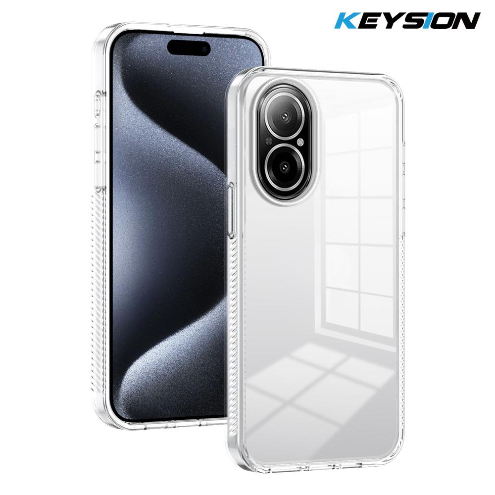 

KEYSION Прозрачный чехол для Realme C67 4G Мягкий ТПУ+ПК Противоскользящий HD Прозрачный Ударопрочный Задняя крышка телефона для OPPO Realme C67 for Realme C67 чистый