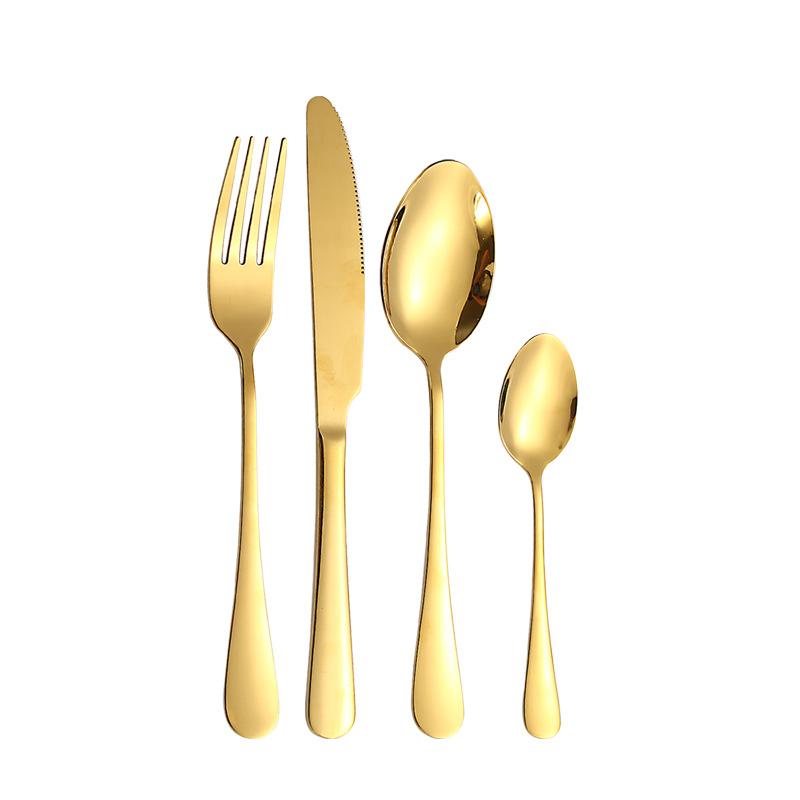 Stainless Steel Cutlery Set, Western-style Steak Knife, Fork, and Dessert Spoon Set (24-piece Set)