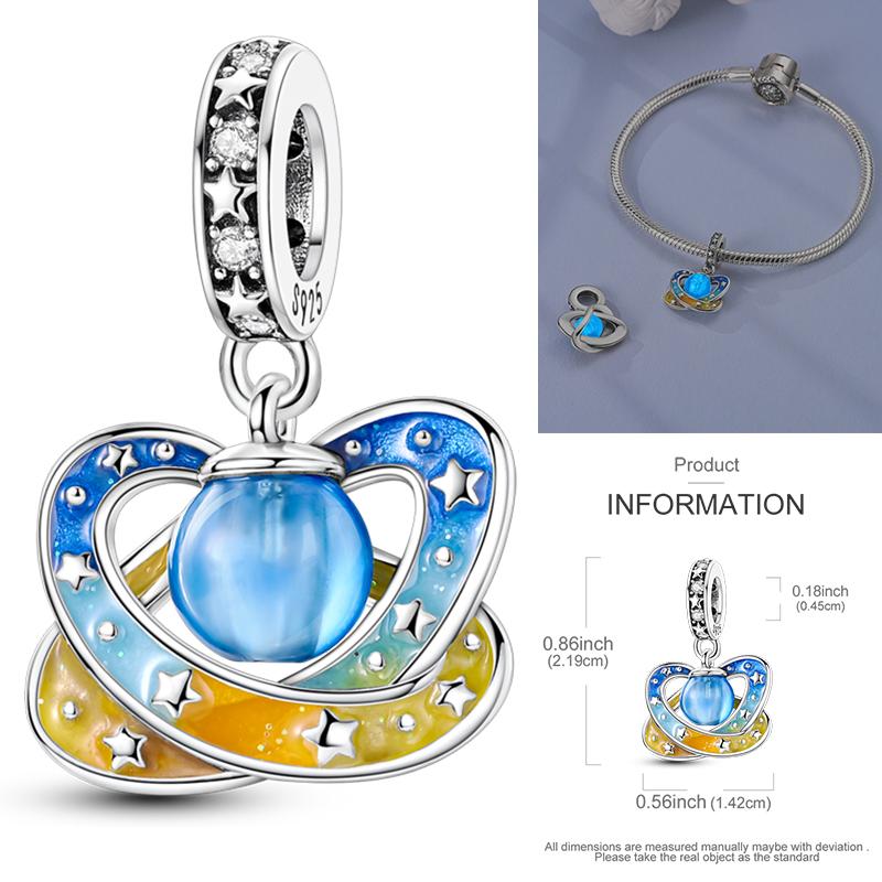 Inlaid Zirconium Sun 925 Silver Travel Balloon Butterfly Love Family Sister Heart Charm Fits Women Jewelry