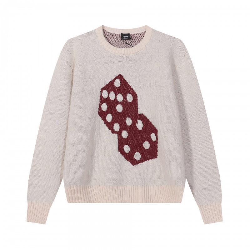 Unisex Baumwollstrickpullover mit geschwungenem Buchstabenaufdruck Lockerer Schnitt Langarm Herren Damen Jugendliche Freizeitkleidung