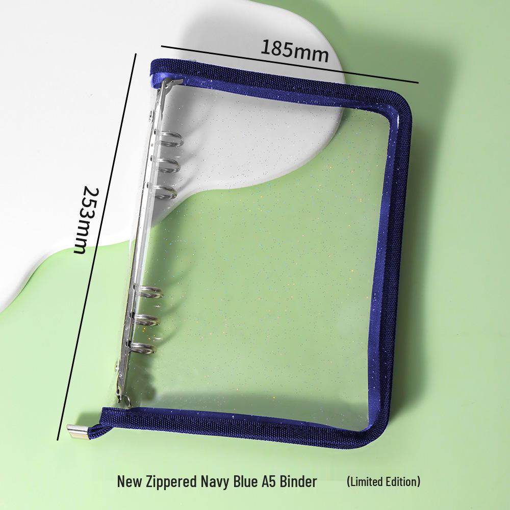 A5 Transparent PVC Ring Binder Notebook Planner, 6-Hole Photo Album with Removable Cover (A6 Compatible)