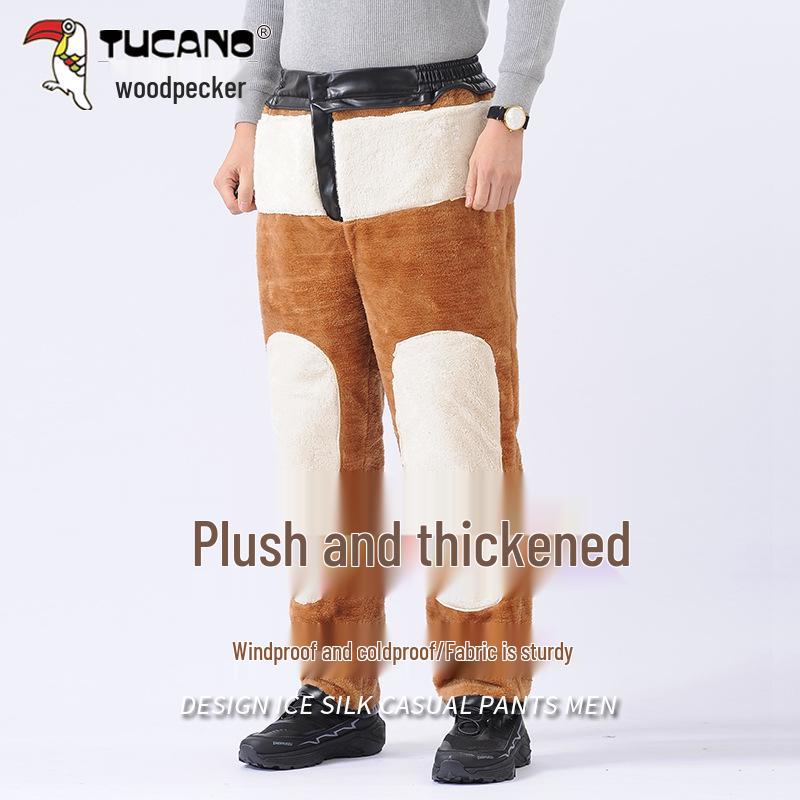 Pantalon de moto en cuir pour homme doublé polaire Pivert avec genouillères et protection de la taille
