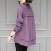 Autumn Winter Women Fashion Round Neck Fake Two Piece Knit Sweater Long Sleeve Loose Pullover Casual Top
