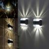 Warm White & White Light Outdoor Solar Wall Lamp Garden Landscape Lighting Courtyard Corridor Walkway Step Deck Stairs LED Night Iight Christmas Decor