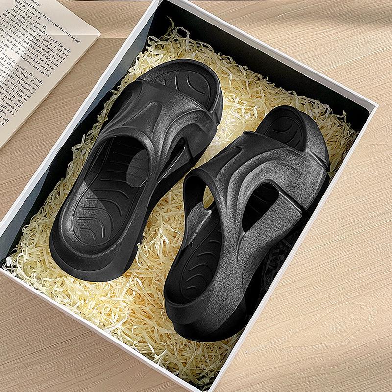 Thick bottom high heel cm muffin eva one-word drag trendy cool slippers women step on shit feeling soft bottom foreign trade wholesale
