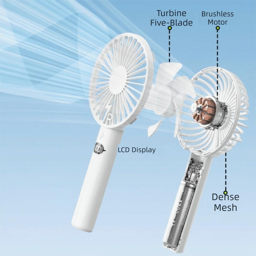 Handheld Mini Fan With Phone Holder LCD Display Desk Fan Portable Charging Fan