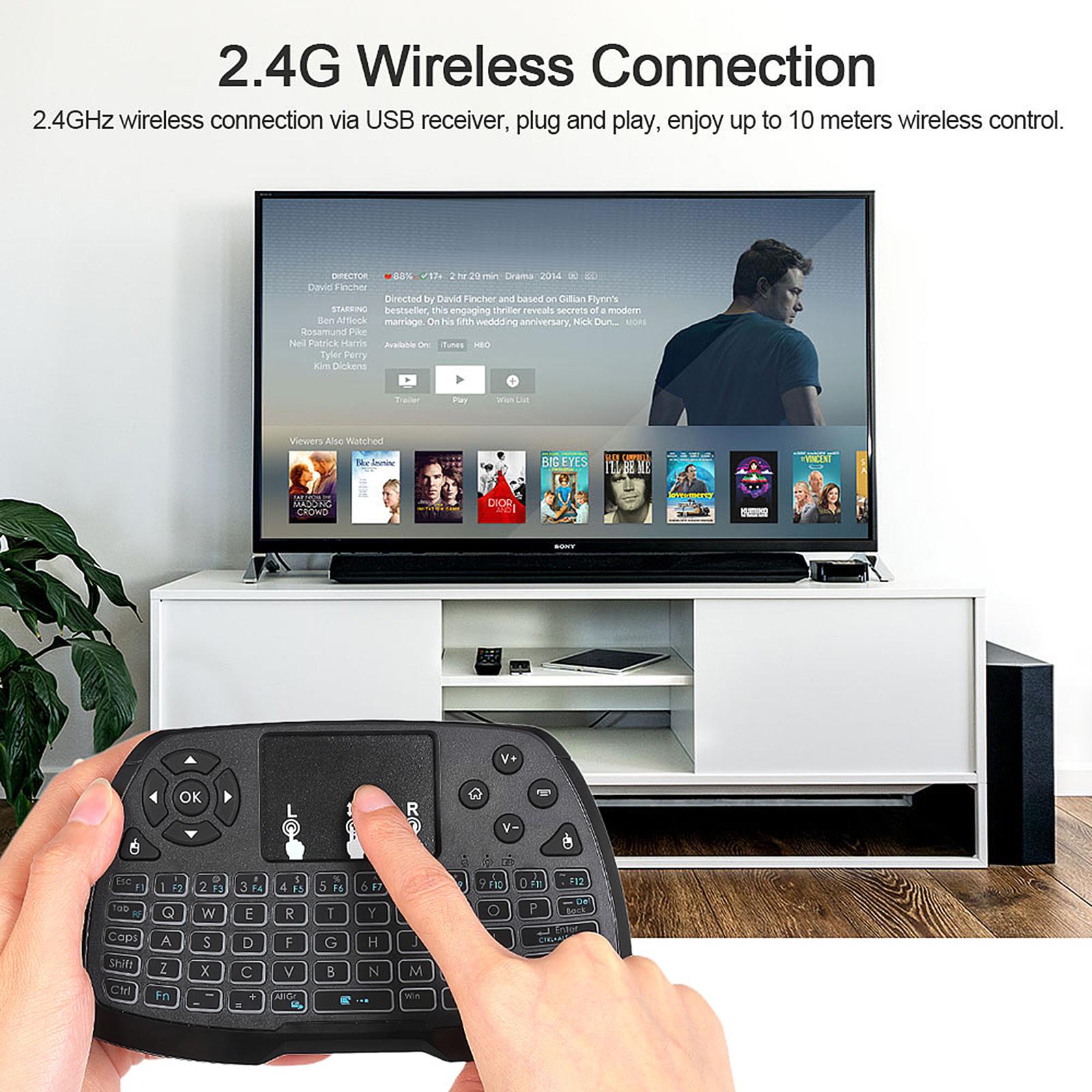 Mini draadloos toetsenbord 2,4 GHz en touchpad full-screen muis combo met achtergrondverlichting draagbaar toetsenbord slim USB touch afstandsbediening voor PC TV Box Android HTPC Mini draadloos toetsenbord 2,4 GHz en touchpad full-screen muis combo met achtergrondverlichting draagbaar toetsenbord slim USB touch afstandsbediening voor PC TV Box Android HTPC
