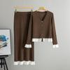 Europäisches Strick-Cardigan- und Rock-Set für Damen - Glockenärmel, Frühling-Herbst, Koreanischer Stil