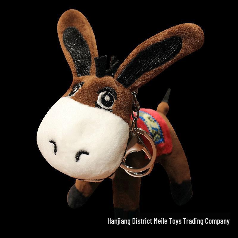Charming Country Fair Donkey Pendant & Keychain | Plush Toy Doll Gift & Backpack Decoration