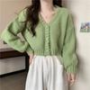 Women's Lazy Korean-Style Loose Short Slimming Autumn Winter Cardigan Sweater Coat Outerwear Long Sleeve Knit Top