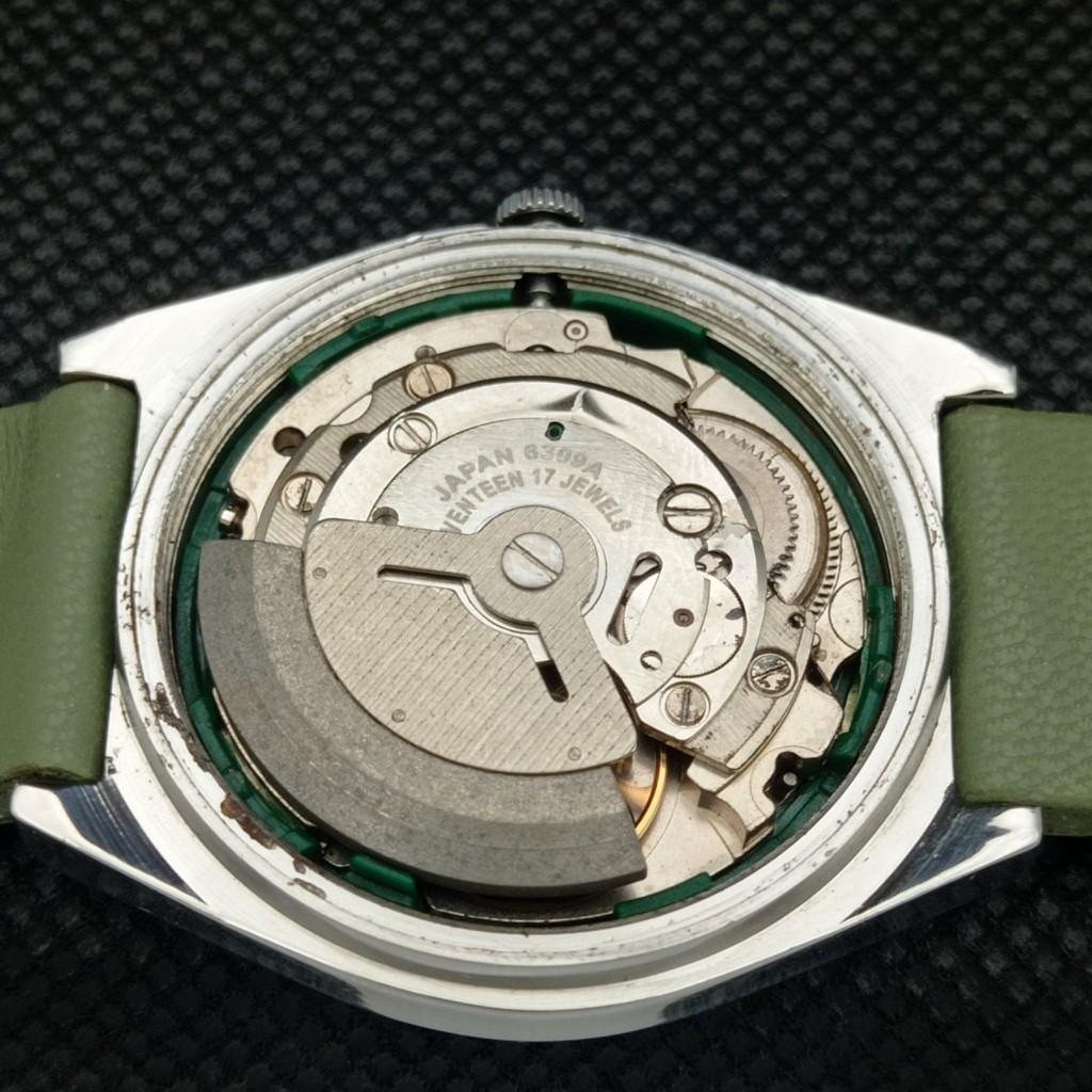 USED VINTAGE SEIKO 5 AUTOMATIC 6309A JAPAN MENS D/D GREEN WATCH 602-a313583-9 SKU602-a313583