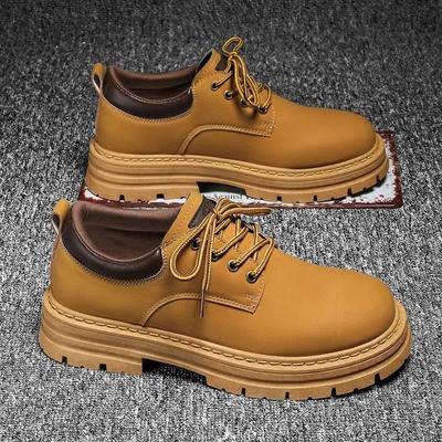 Sapatos de Couro Masculinos Cor Sólida Sola Grossa Bico Redondo Plataforma Alta Qualidade Sapato Casual Masculino Moda Elegante Confortável Comum