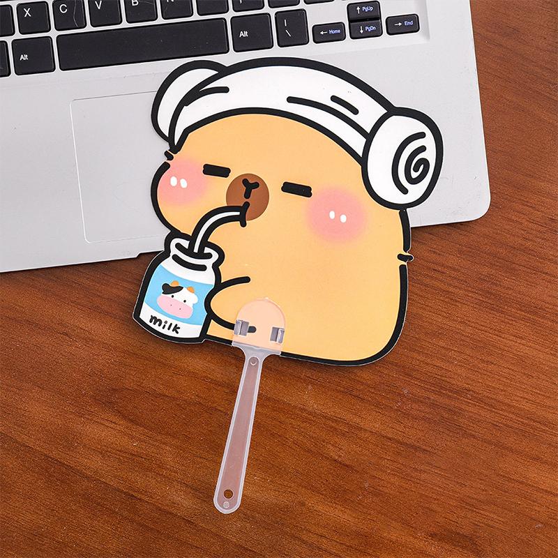 10Pcs Cute Cartoon Capybara Shape Plastic Folding Fan Summer Portable Mini Cooling Fan Student Handheld Fan Kawaii Kid Fan