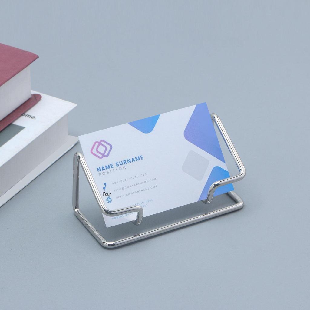 Metal Vertical Minimalist Business Card Holder for Desktops
