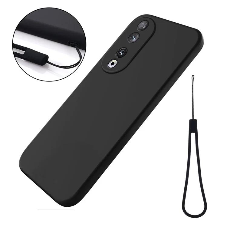 

Protective Case for Honor 90 Liquid Silicone Soft Lining Phone Cover with Strap