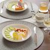Round Braided Placemats Set Of 12 Table Mats For Dining Tables Woven Washable Non-Slip Place Mats 15 Inch(Light Grey)