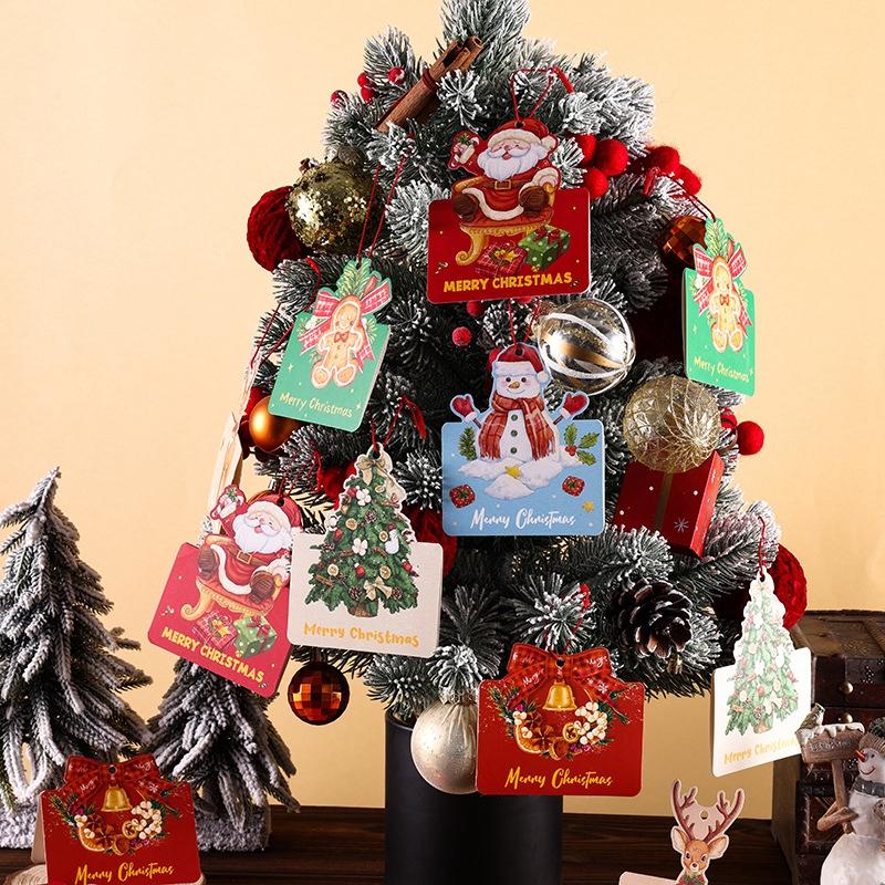 Merry Christmas Greeting Cards New Year 2025 Blessing Postcard Navidad Foldable Greeting Cards Xmas Tree Party Hanging Decor