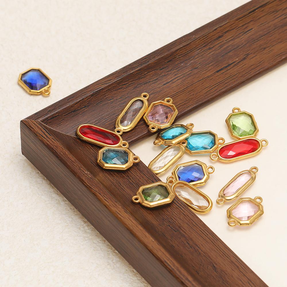 5pcs Stainless Steel Rectangle Oval Square Glasses Charms Small Connectors DIY Jewelry Findings Necklace Pendant Earrings Making