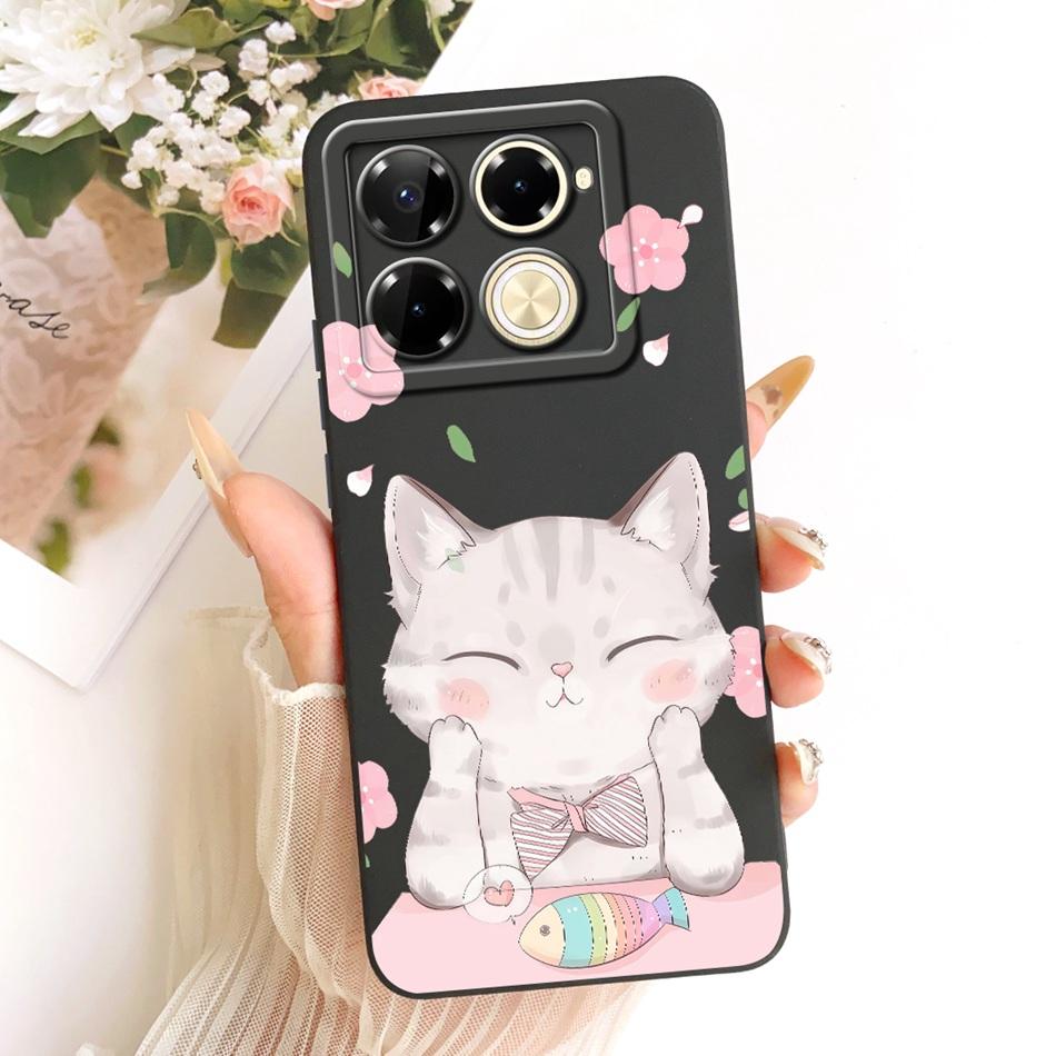 For Infinix Note 40 Pro 4G 5G / Note 40 Pro+ / Note40 X6853 Cute Cat Flower Cartoon Phone Case Soft Silicone Cover Bumpers