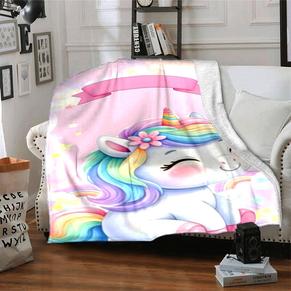 1pc Unicorn Name blanket Lightweight Flannel Throw for Sofa Bed Travel Camping Livingroom Office Couch Chair
