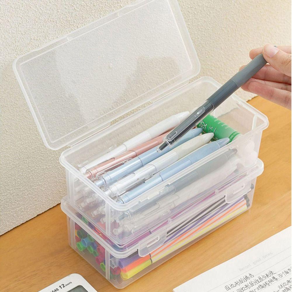 1Pcs Large Capacity Pencil Case With Buckled Storage Box New Plastic Pencil Box