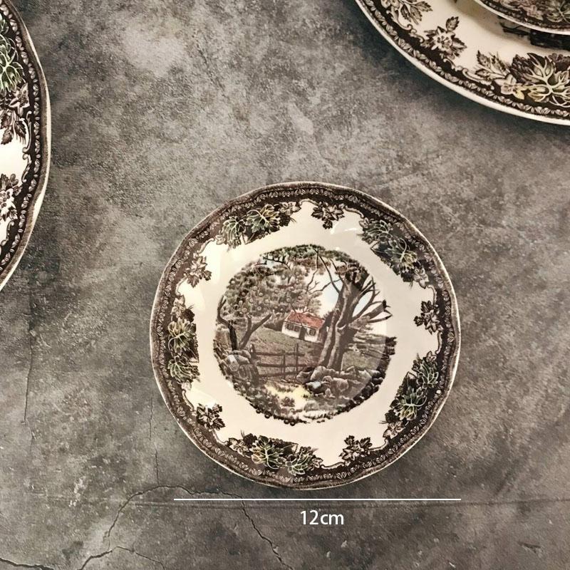 

Креативная керамическая тарелка, роспись усадьбы, декоративная для дома, десертная тарелка для послеобеденного чая, европейская, для западного ресторана, тарелки для фруктового салата