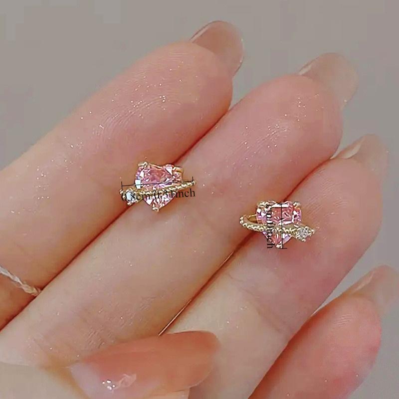 1 Pair of  Pink Heart Earrings with Super Bright Earrings and Multi-function Heart Earrings