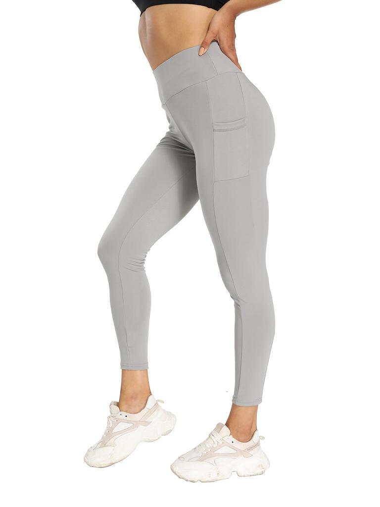 European & American Athletic Yoga Leggings with Pockets - High-Waisted, Hip-Lifting, Ideal for Fitness & Running.