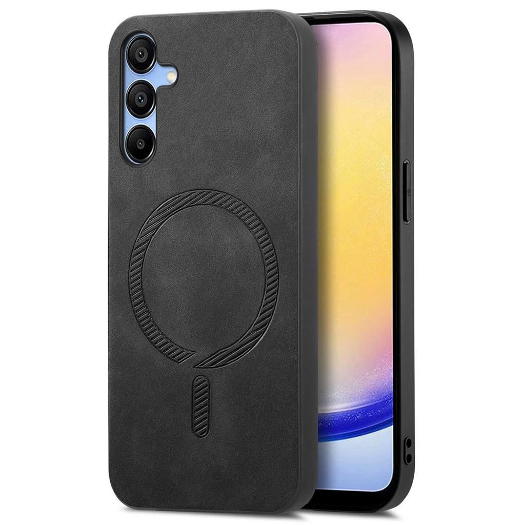 For Samsung Galaxy A25 5G (Global) (161.0 X 76.5 X 8.3mm) Leather Back Case Compatible with MagSafe Skin-touch Phone Cover