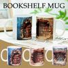 Library 3d Bookshelf Pattern Mug Old Book Water Cup Drinking Ceramic Cups Gift