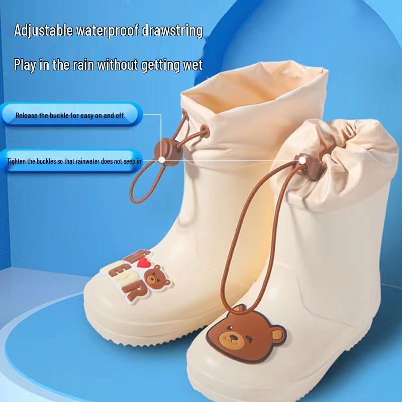 Kids' Non-slip Waterproof Cartoon Rain Boots with Drawstring