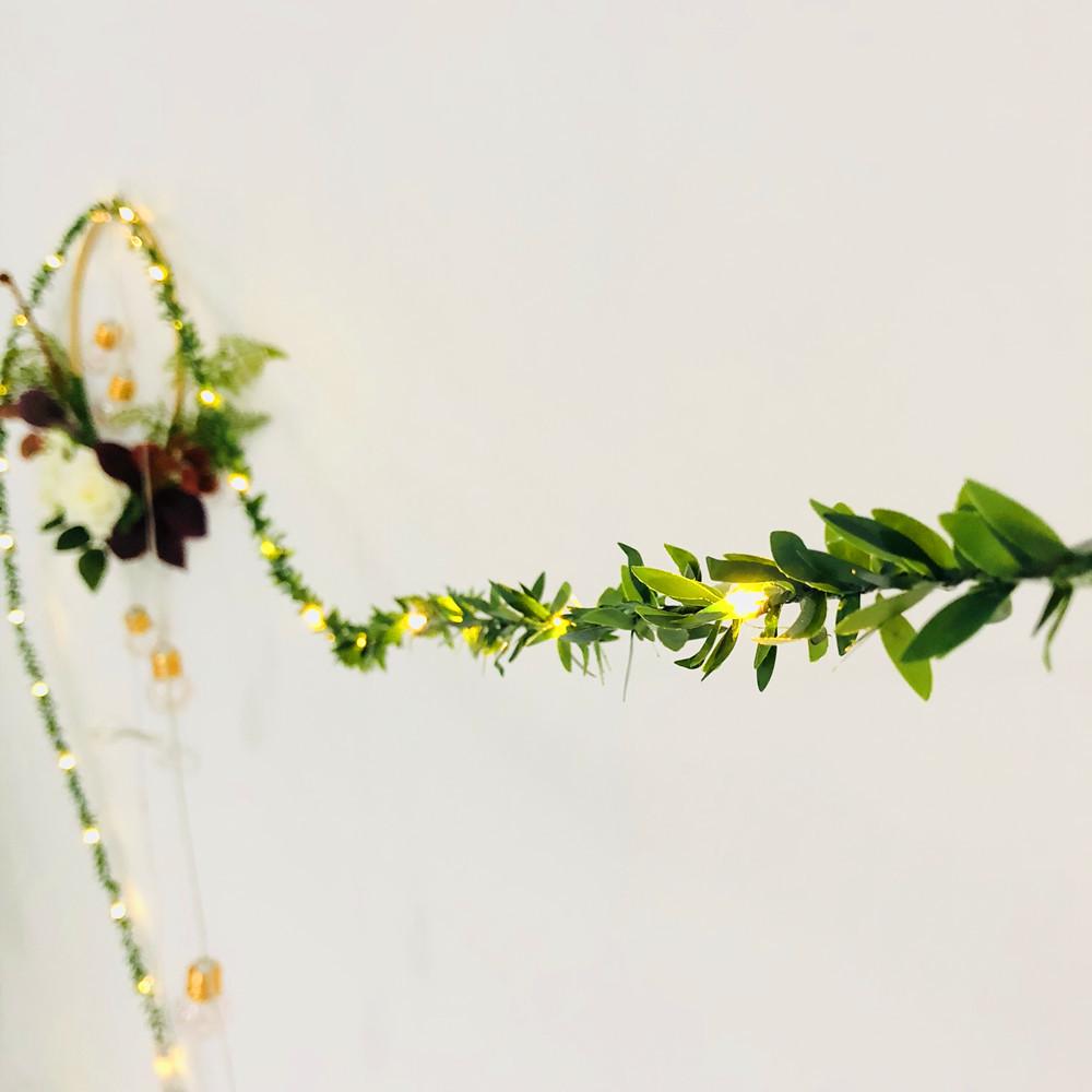 1pc Artificial Green Leaf LED String Lights, LED String Lights Battery Operated Vine Fairy String Lights Hanging Garland Copper