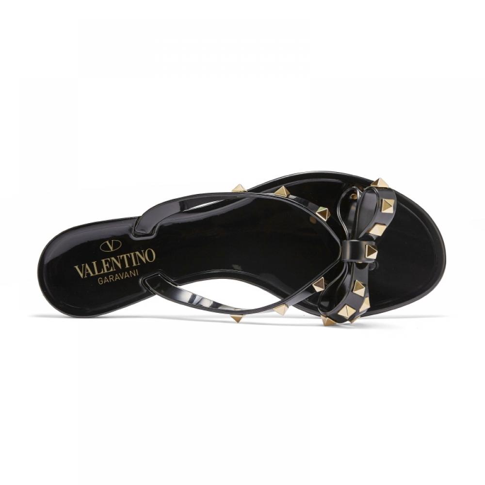 Valentino Rockstud Ribbon Thong Flip Flop Slipper 6w2s0552 Pvs 0no