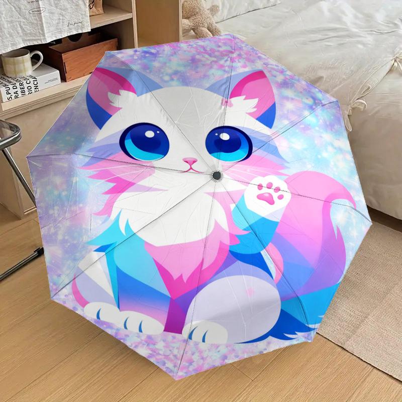 1pc Cat Fantasy Pattern Umbrella Design Automatic Opening and Closing Umbrella, High-quality Travel Umbrella,  c1128185