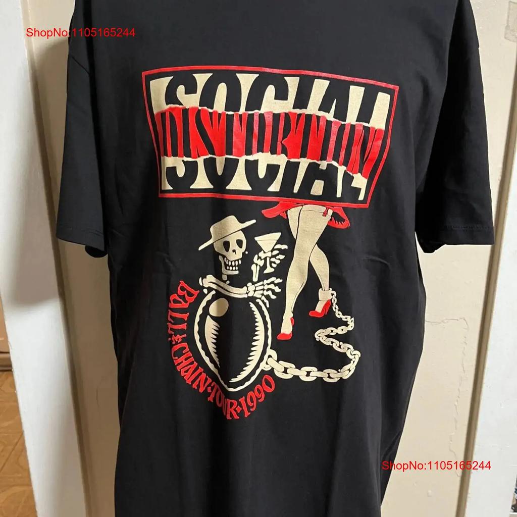 Social Distortion T Shirt Color Black 2xl Vintage Designer Clothes Top For Everyday Wear Streetwear Versatile