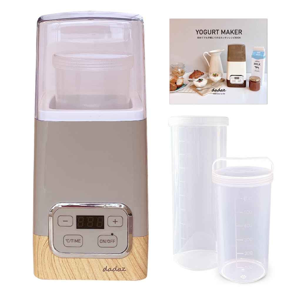 dadaz Yogurt Maker, Amazake Maker, Container, Sous Vide Cooker, Fermenter, Fermented Food Maker, 1L (600ml), Gray [2025 New Model, Added Memory Functi