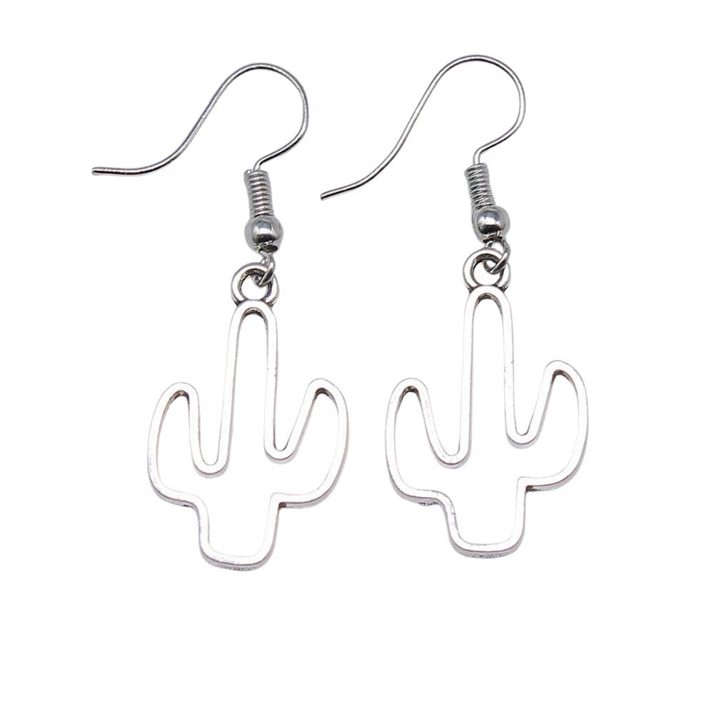 Drop & Dangle Earring Plant Four-Leaf Clover Cactus Vintage Jewelry SuppliesEarring Size 18x19mm QE021