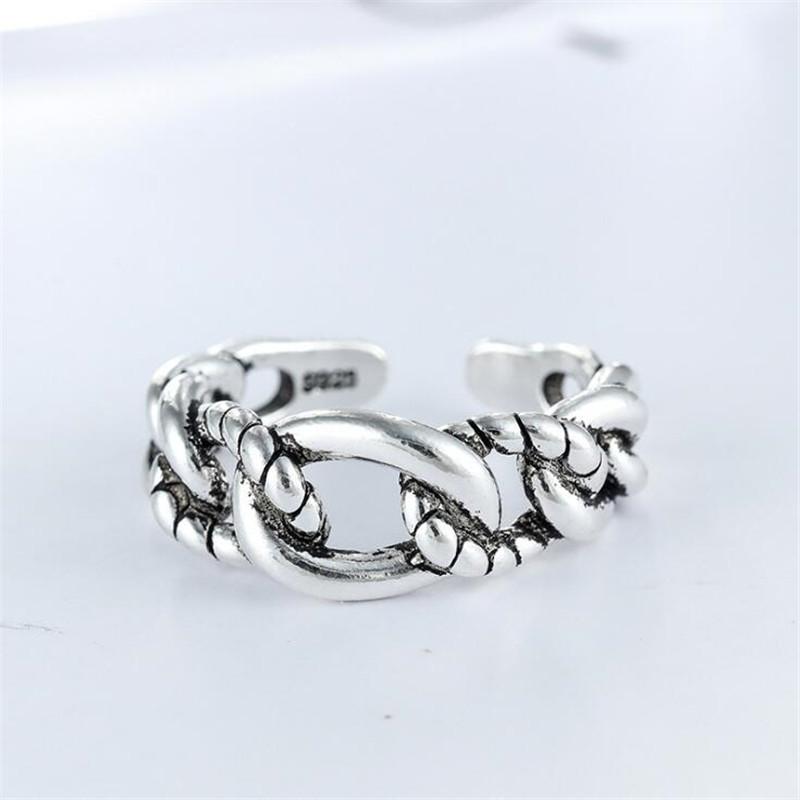 New Personality Distressed Knotted Popualr 925 Sterling Silver Jewelry Retro Accessories Twist Rope Shaped Opening Rings TYB434