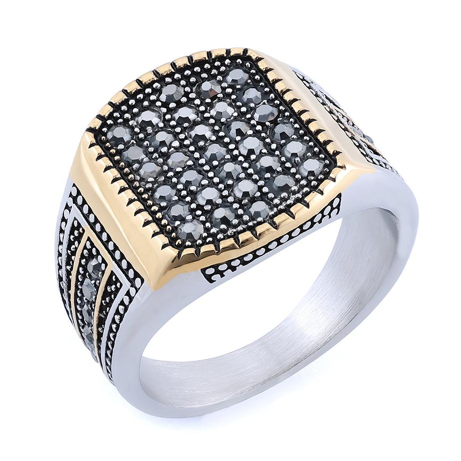 Titanium Steel Men'S Ring Personalized Retro Simple Wind Small Dot Masonry Men'S Ring Stainless Steel Finger